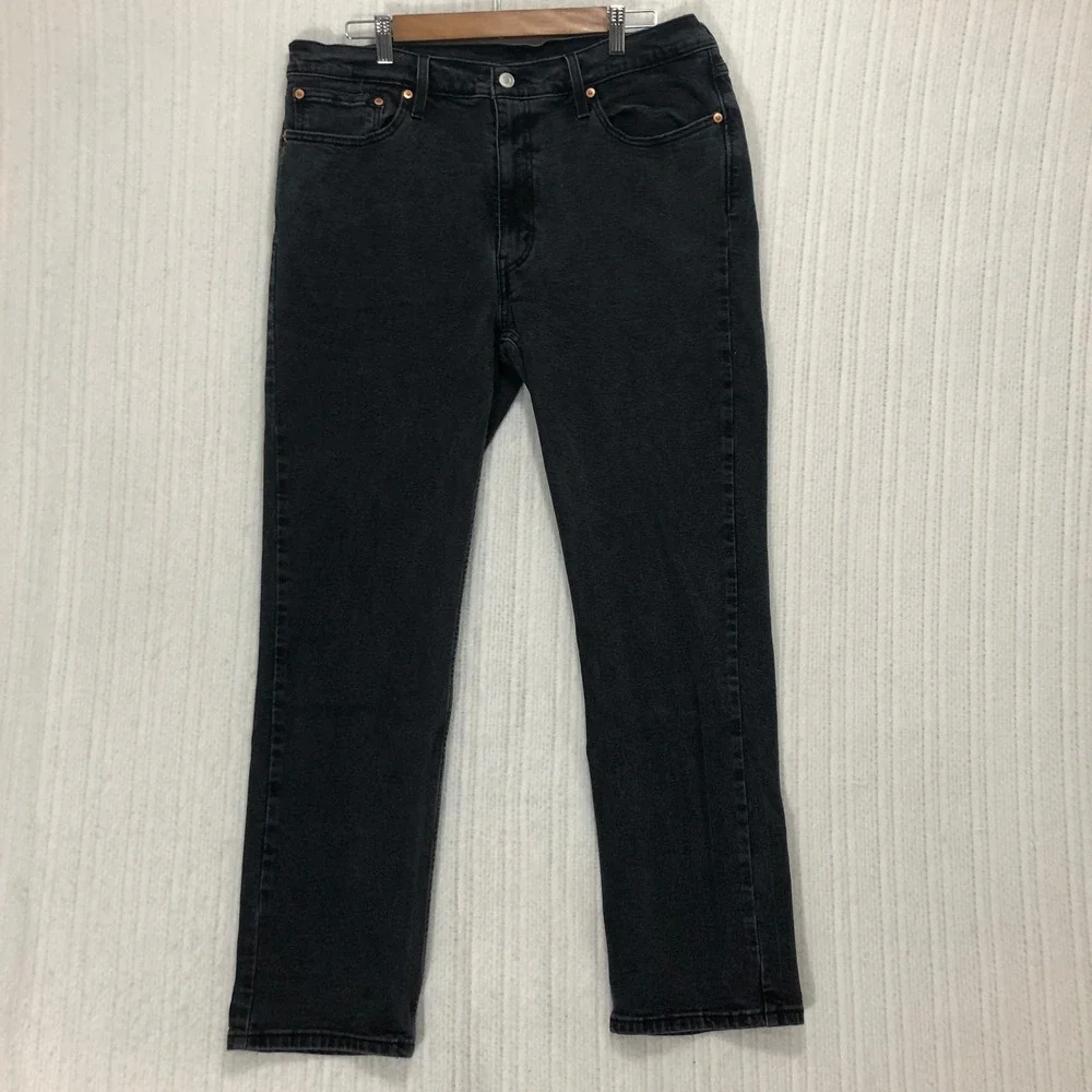 Levis 514 Straight Fit Jeans‎ Mens 38x32 Faded Black Denim Pants